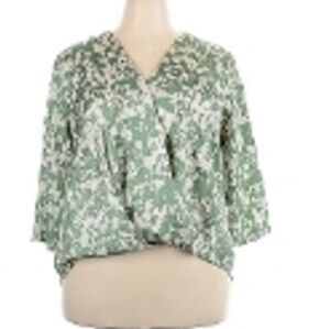 Green and White Women's Top